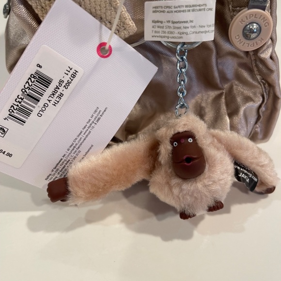 Kipling Sparkly Gold Adjustable Shoulder Crossbody Handbag Purse New with Tags - Picture 10 of 16